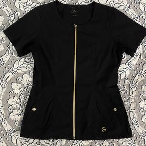 Jaanuu Black Zipper Scrub top